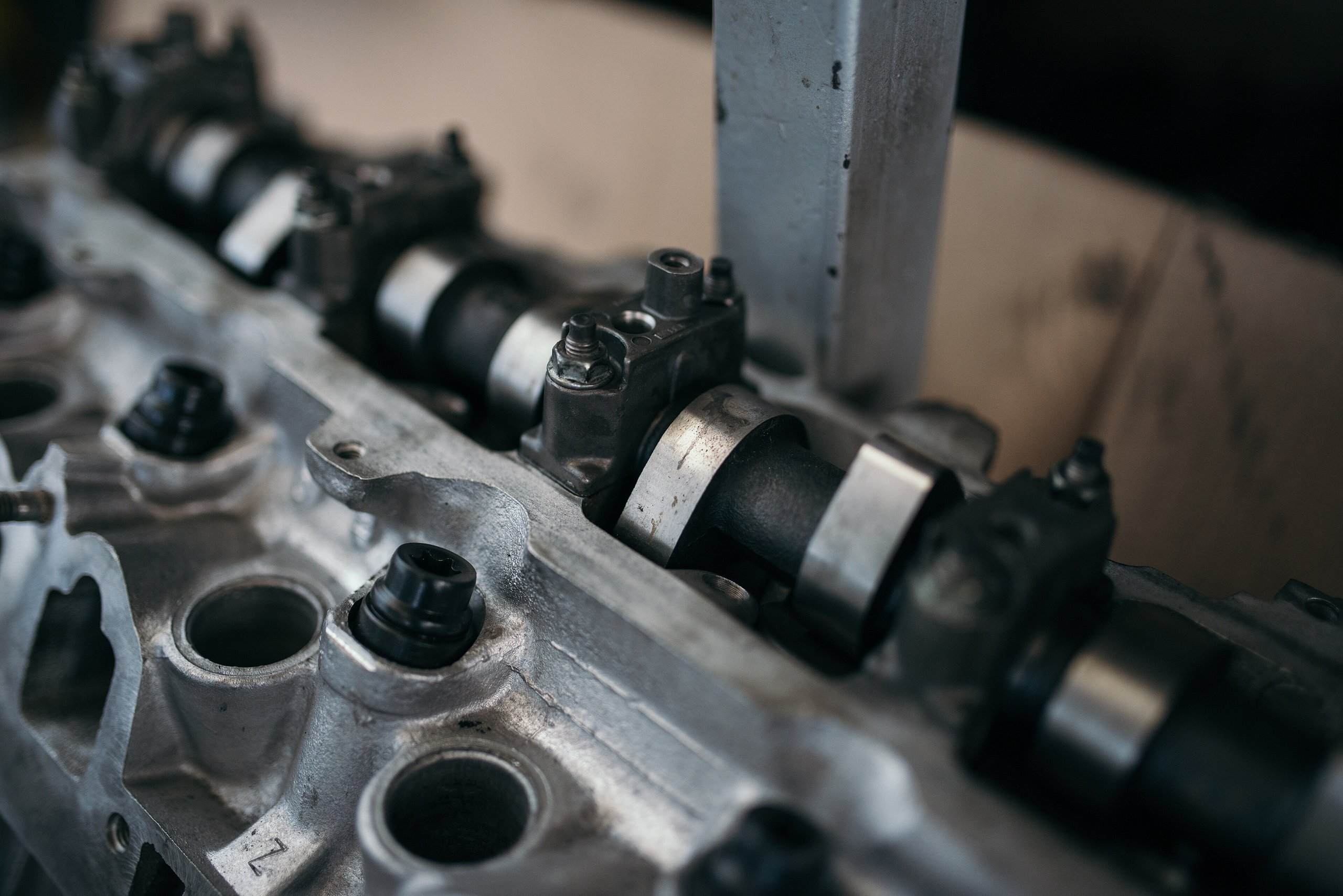 Detailed mechanical components in a workshop